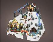 LED Animated Ski Resort Scene with Cable Cars &amp; Music L.48 x W.28.5 x H.35.5cm image