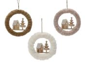 Wreath Polyester Faux Fur Wreath 3 Assorted, L.18cm image