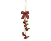 Christmas Bell Hanging Decoration – Red Tartan Bow | 34cm image