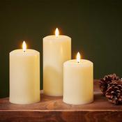 13cm Faux Flame Pillar Candle - Cream