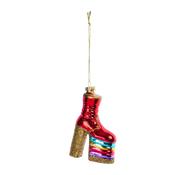 Glitter Boot Glass Hanging Christmas Decoration image