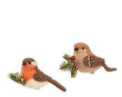 Wool Bird Clip Decoration 8cm – Assorted Brown image