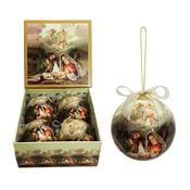 Baubles w/Nativity Scene 75mm in Square Gift Box of 4 image