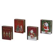 Christmas Book Storage Tin 4Ass Multi L.11.8cm x W.10cm x H.3.8cm image