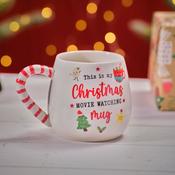Jingle And Joy Ceramic Christmas Movie Mug With Candy Cane image