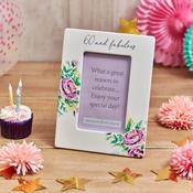 60th Birthday Photo Frame White Ceramic With Pink Floral Design 15x20x0.7cm