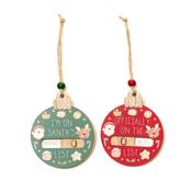 Santa's Magical Feast Naughty or Nice Sliding Wood Bauble Hanger 9x11cm image