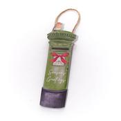 Robin With Bow Season's Greetings Green Postbox Wood Hanger 6.3x20cm image