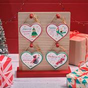 Christmas Pet Wood Cat Heart Shaped Hanger 4 asstd With Stan 9x9x0.5cm image