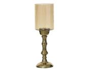 Amber &amp; Gold Hurricane Lantern – Glass &amp; Aluminium (38cm) image