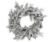 Aspen Wreath Snowy Glitter Indoor, Green/White D.50 cm x H.8 cm image