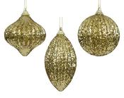 Bauble Foam Glitter 3 Assorted Light Gold D.8cm image