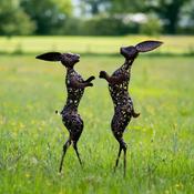 Bronze Boxing Hares Sculpture image