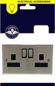 Chrome Nickel 2 Gang Double Pole Switched Socket image