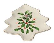 Dolomite Holly Christmas Tree Plate – Green with Gold Trim (15cm) image