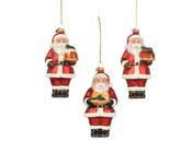 Glass Glitter Santa Christmas Decoration – 3 Assorted Designs (13.1cm) image