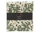 Holly Leaf Christmas Tablecloth – White &amp; Green Rectangular (240cm x 140cm) image