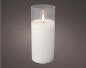 LED Wick Candle Glass Cylinder BO Indoor, Clear/Warm White D.7.5cm image