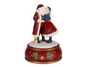 Mr &amp; Mrs Santa Kissing Music Box Polyresin - Red H.18.2cm image