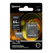 Platinet 64Gb Uhs-3 4K Micro SD Card &amp; Adap| 439992 image