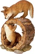 Playful Fox Cubs Garden Ornament
