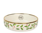 Porcelain Holly Christmas Bowl – Green with Gold Trim (16cm) image