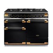 Rangemaster Elise 110cm Dual Fuel Black Edition Antique Brass Trim image