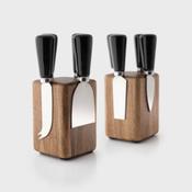 4 Piece Ceramic Cheese Set - Black &amp; Magnetic Black