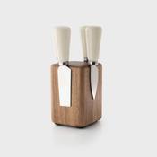 4 Piece Ceramic Cheese Set - Cream &amp; Magnetic Black