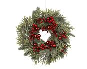 Wreath Natural Base Indoor, Green/Red D.40 cm image