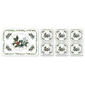 Holly &amp; Ivy Rect Placemats Set of  6 + Free Coasters