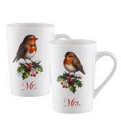 Aynsley Mr &amp; Mrs Robin Latte Mugs – Pair image