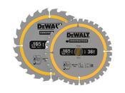 DEWALT DT90270 Construction Circular Saw Blade 2 Pack 165 x 20mm x 24T/36