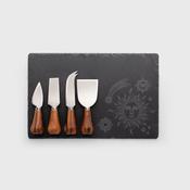 Four Piece Acacia Cheese Knife &amp; Laser Engraved Cheese Board Set – Mystic
