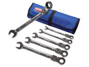 Faithfull Ratchet Combination Spanner Set in Tool Roll, 6 Piece FAISPARAT6SR image