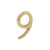 Brass Door Numeral No.9 75mm
