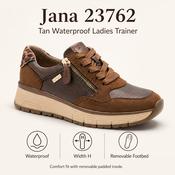 Jana 23762- tan waterproof trainer image