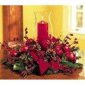 Christmas Hurricane Candle Flower Arrangement