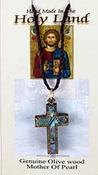 Mother Of Pearl Plain Olive Wood Cross Pendant