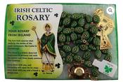Gilt and Ceramic Green Shamrock Rosary Beads image