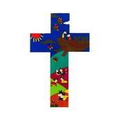 'Noah's Ark' Hand Painted Wooden Cross