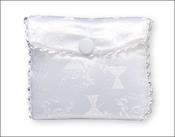 White First Communion Rosary Purse With Silk Embroidery