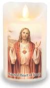 Sacred Heart LED Wax Candle with flickering flame