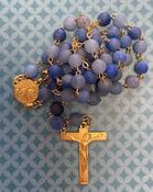 Blue Agate Knock Shrine Rosary Beads image
