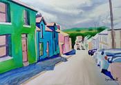 A4, Main street, Milford, Art, Watercolour painting of co. Donegal, Ireland