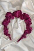 Petite Ruffle Headband  - Raspberry Pink Satin