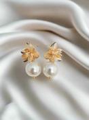 OPHELIA - Statement Pearl &amp; Gold Bridal Earrings image