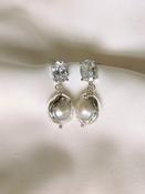 SERENA - Statement Pearl &amp; Silver Bridal Earrings image