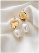 MOLLY - Statement Pearl &amp; Gold Bridal Earrings image