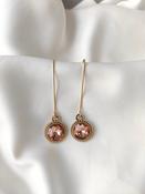 Connie - Crystal Gem Drop Earrings - Gold / Dusty Rose
